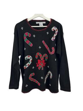 Vintage Victoria Jones Women’s Candy Cane Christmas Holiday Sweater Size M